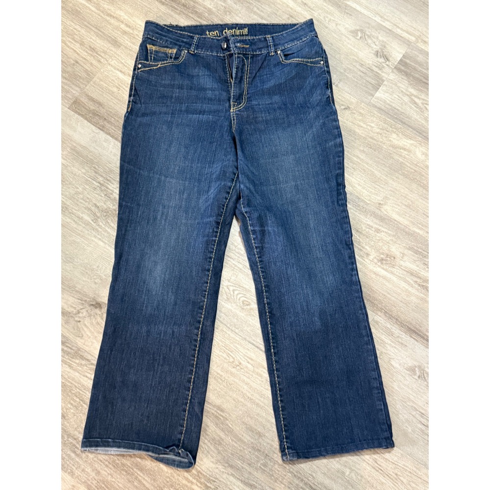 Ten Denim‎ Women's Size 16 Dark Wash Bootcut Jeans Embellished Pockets